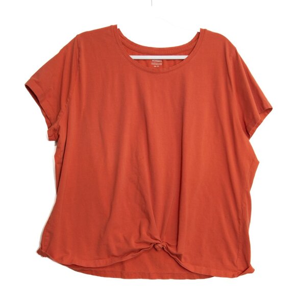 Mossimo Womens 2X Rust Orange Short Sleeve Top With Knot Detail - Picture 1 of 10